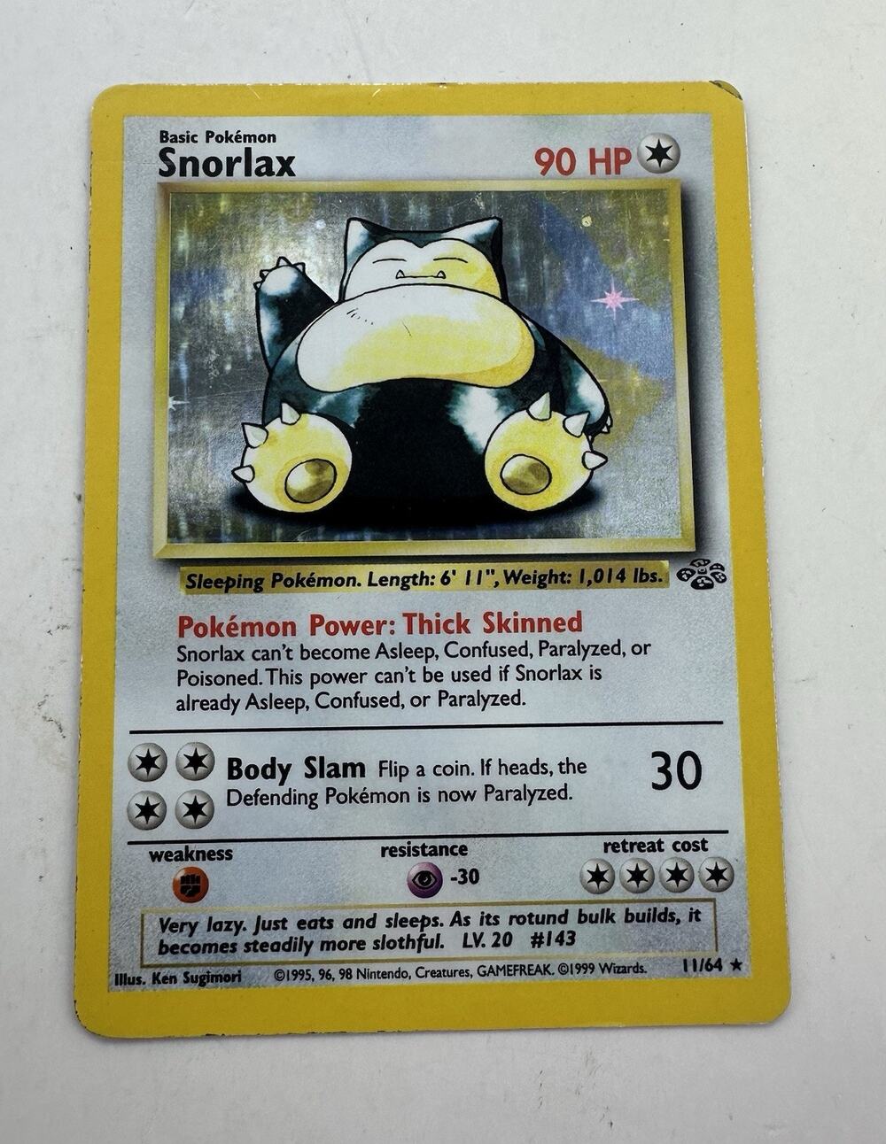 Snorlax 11/64 Pokemon 1999 Jungle Unlimited Set Holo Rare MP/HP